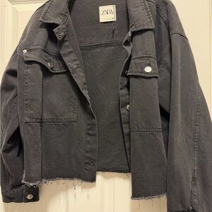 Zara Women's Charcoal Denim Jacket